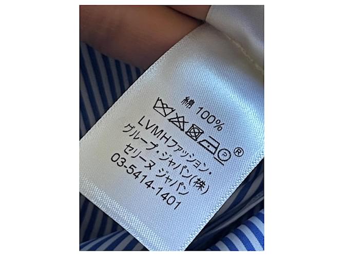 Camicia a righe Céline in cotone bianca e blu Bianco - vista 15