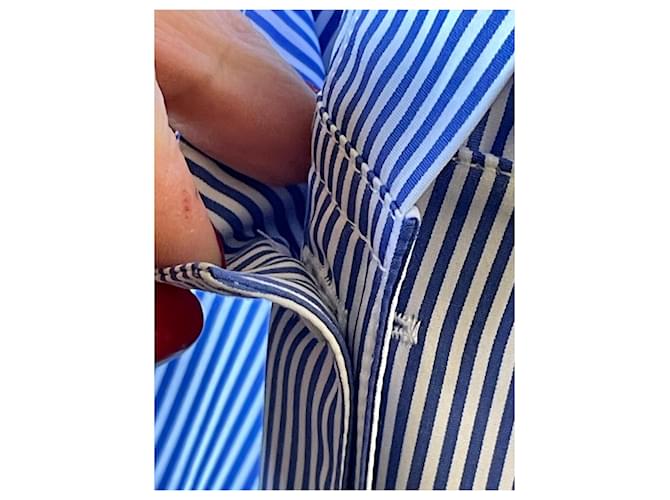 Camicia a righe Céline in cotone bianca e blu Bianco - vista 6