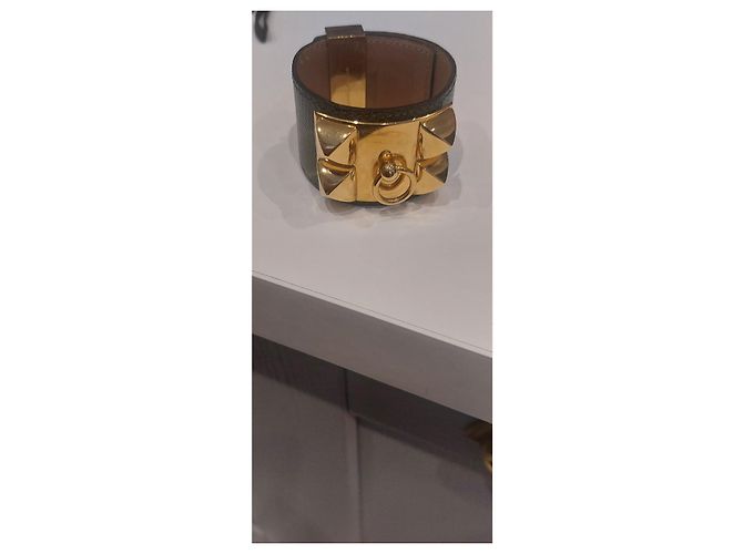 Bracciale Hermès Collier de Chien in lucertola verde taglia M - vista 10