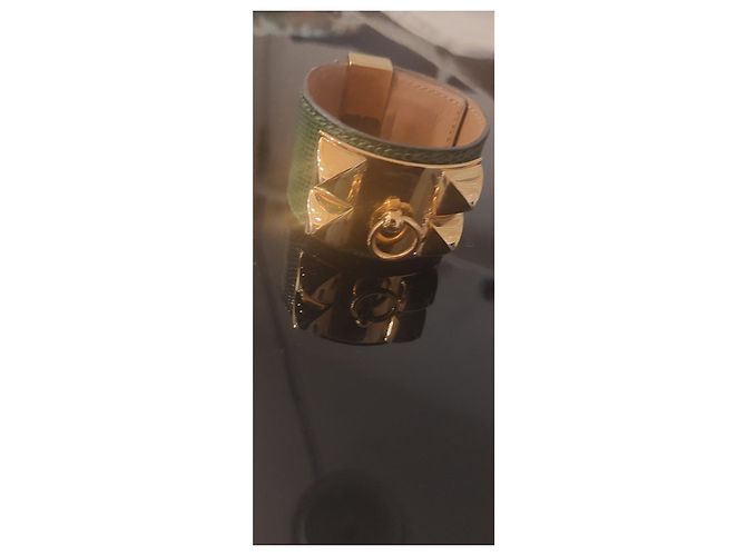 Bracciale Hermès Collier de Chien in lucertola verde taglia M - vista 2