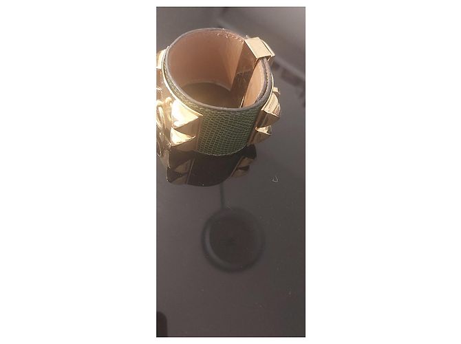Bracciale Hermès Collier de Chien in lucertola verde taglia M - vista 3