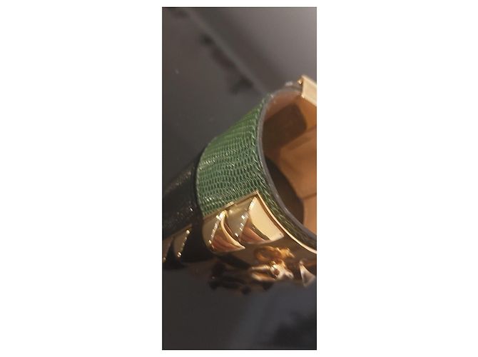 Bracciale Hermès Collier de Chien in lucertola verde taglia M - vista 4