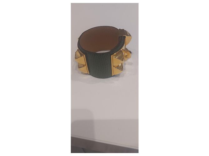 Bracciale Hermès Collier de Chien in lucertola verde taglia M - vista 5