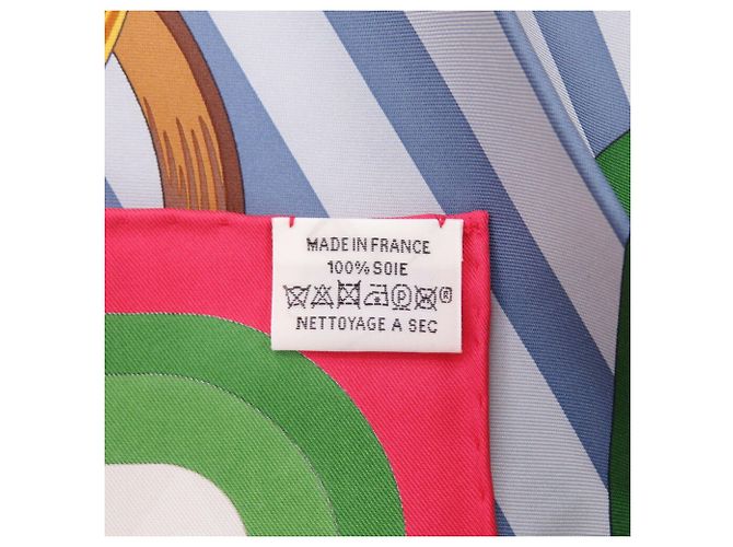 Foulard in seta Coaching Hermès Carre 90 Bianco Rosso Multicolore Verde - vista 6