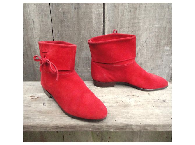 Autre Marque Botines de ante rojo Roja - vista 2
