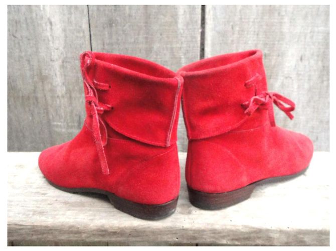 Autre Marque Botines de ante rojo Roja - vista 3