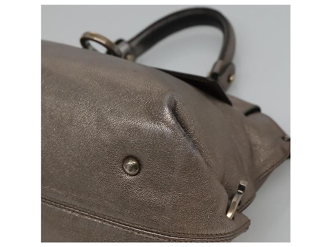 Borsa a mano in pelle Gancini Sofia di Salvatore Ferragamo 2way Argento Auth 101090 - vista 10
