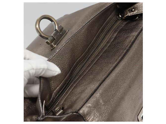 Borsa a mano in pelle Gancini Sofia di Salvatore Ferragamo 2way Argento Auth 101090 - vista 15