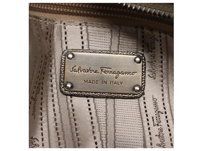 Borsa a mano in pelle Gancini Sofia di Salvatore Ferragamo 2way Argento Auth 101090 - vista 17