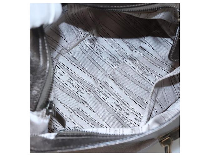 Borsa a mano in pelle Gancini Sofia di Salvatore Ferragamo 2way Argento Auth 101090 - vista 18