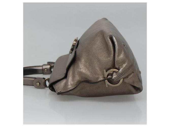 Borsa a mano in pelle Gancini Sofia di Salvatore Ferragamo 2way Argento Auth 101090 - vista 4