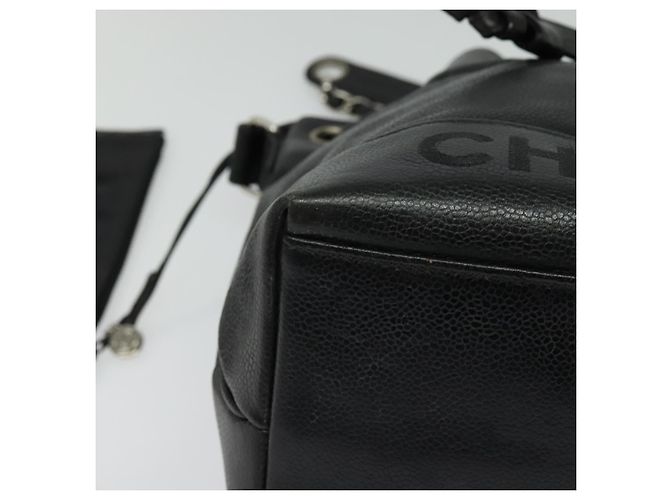 Borsa a spalla CHANEL in pelle caviar nera con CC argento Auth BA125 Nero - vista 11