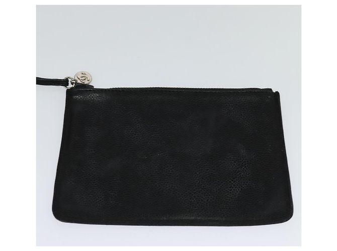 Borsa a spalla CHANEL in pelle caviar nera con CC argento Auth BA125 Nero - vista 21