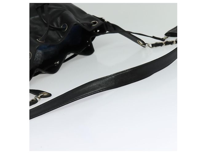 Borsa a spalla CHANEL in pelle caviar nera con CC argento Auth BA125 Nero - vista 7