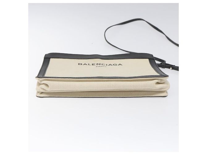 Bolsa de Ombro BALENCIAGA em Lona e Couro Branco e Preto 339937 Auth bs21563 - vista 10