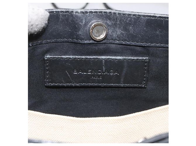 Bolsa de Ombro BALENCIAGA em Lona e Couro Branco e Preto 339937 Auth bs21563 - vista 15