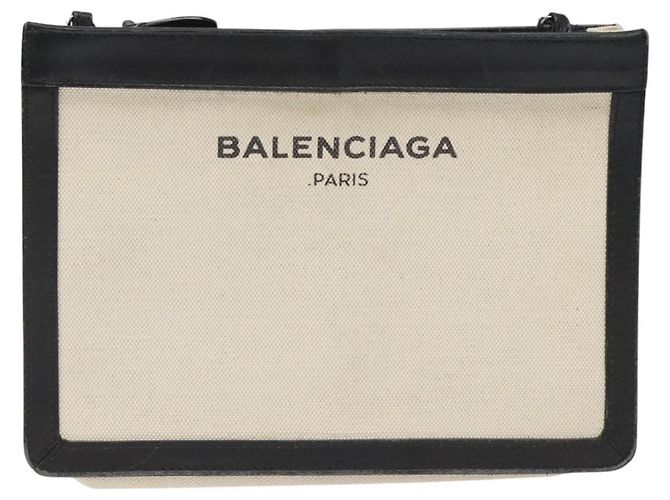 Bolsa de Ombro BALENCIAGA em Lona e Couro Branco e Preto 339937 Auth bs21563 - vista 2