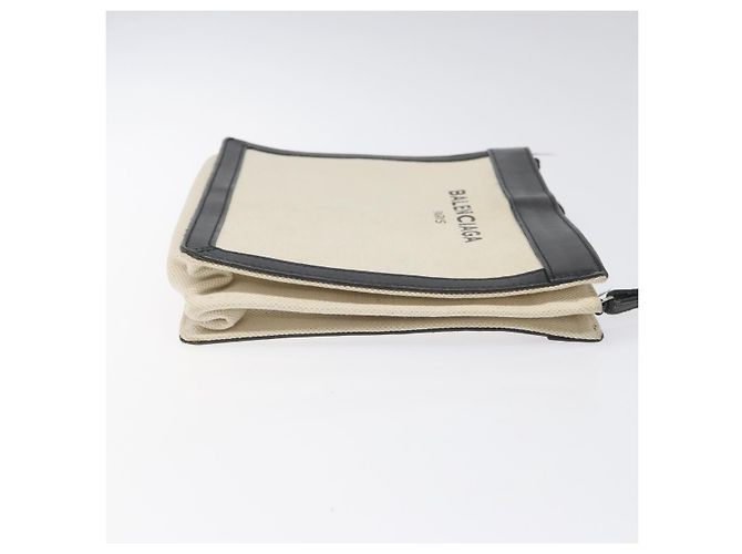Bolsa de Ombro BALENCIAGA em Lona e Couro Branco e Preto 339937 Auth bs21563 - vista 4