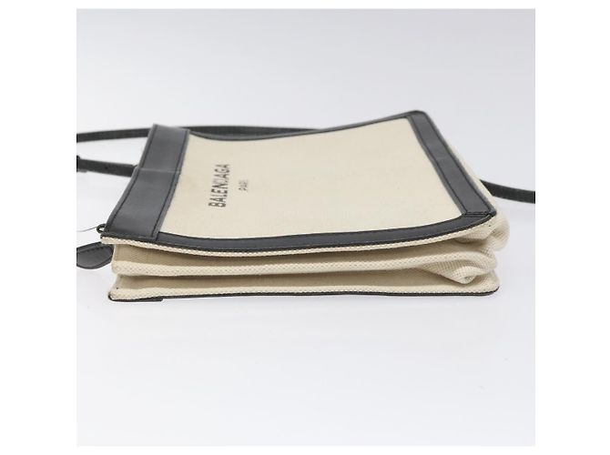 Bolsa de Ombro BALENCIAGA em Lona e Couro Branco e Preto 339937 Auth bs21563 - vista 5