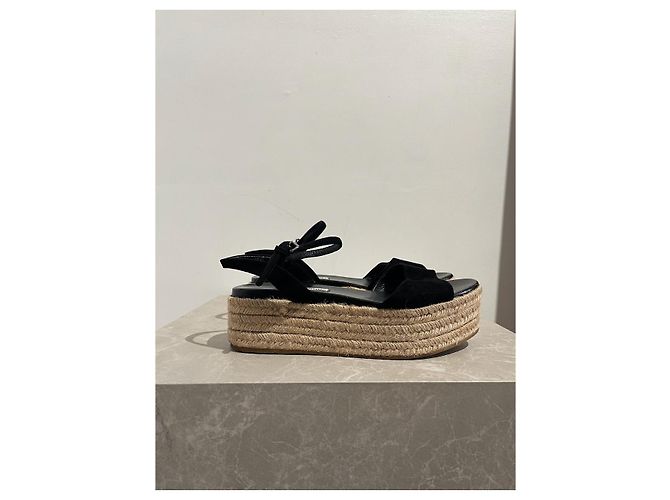 Sandali MIU MIU T.EU 37 Camoscio Nero - vista 2