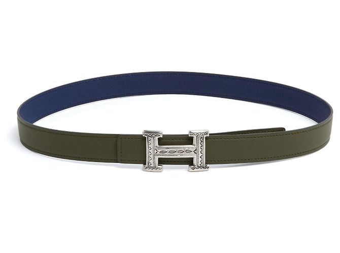 Hermès Gürtel T75 Constance 24 Einzigartiger Silber Tuareg H Schnalle 30in Hermes Blau Grün - Ansicht 2