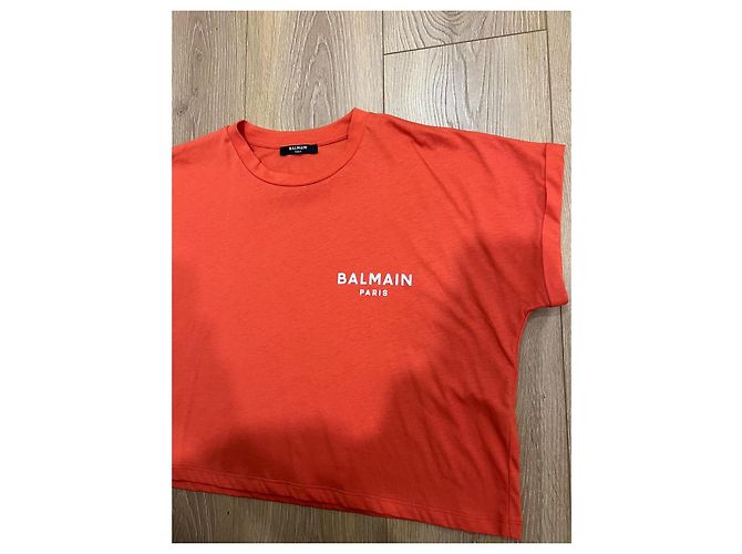 Balmain Camiseta corta bordada con logo Naranja - vista 2
