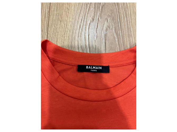Balmain Camiseta corta bordada con logo Naranja - vista 3