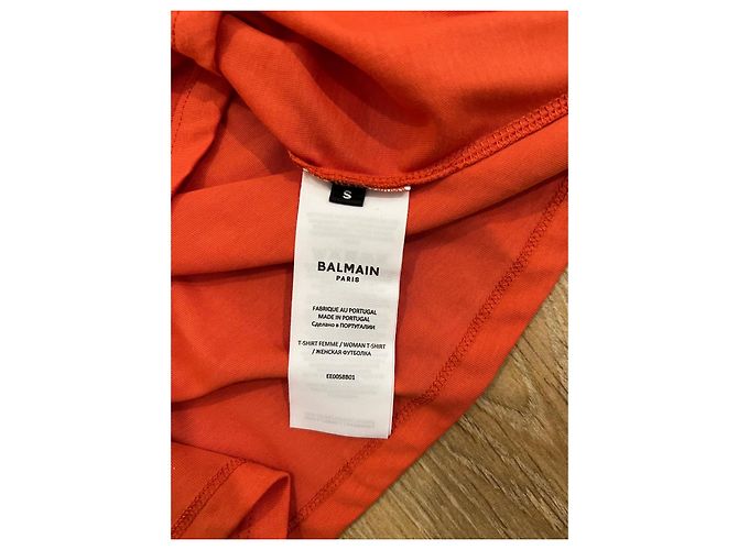 Balmain Camiseta corta bordada con logo Naranja - vista 4