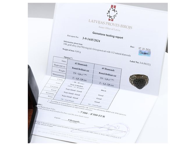 De Grisogono Ring mit schwarzem Diamant in Herzform, Größe 51 Golden - Ansicht 14