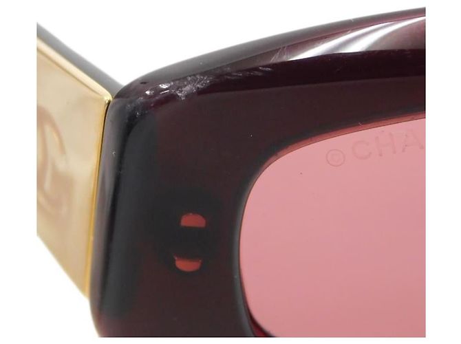 Gafas de sol acolchadas marrón rojo con logo CC dorado Chanel 5014 Castaño Roja - vista 8