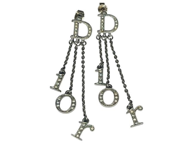 Orecchini in argento con cristalli di strass Christian Dior - vista 2