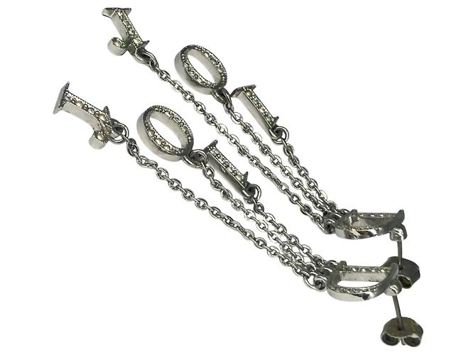 Orecchini in argento con cristalli di strass Christian Dior - vista 4