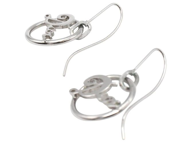 Orecchini in argento con logo circolare in corsivo Christian Dior - vista 2