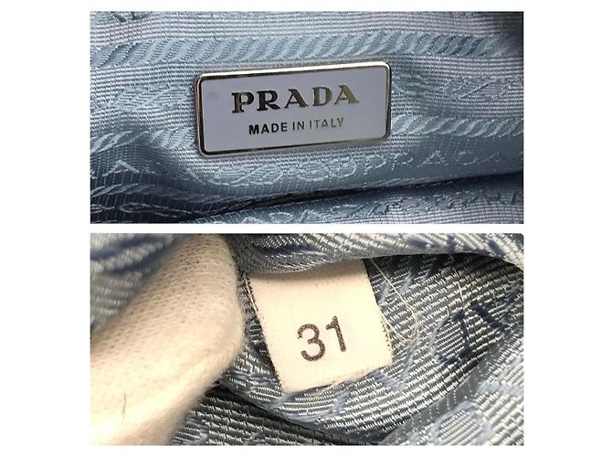 Borsa a tracolla incrociata Prada Sport in nylon blu chiaro con tracolla in pelle e logo - vista 10