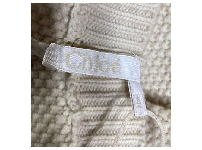 Falda Midi Chloé en Cachemira Reciclada Ecru Blanco Crudo - vista 10