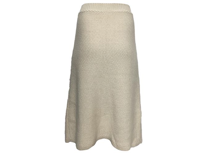 Falda Midi Chloé en Cachemira Reciclada Ecru Blanco Crudo - vista 3