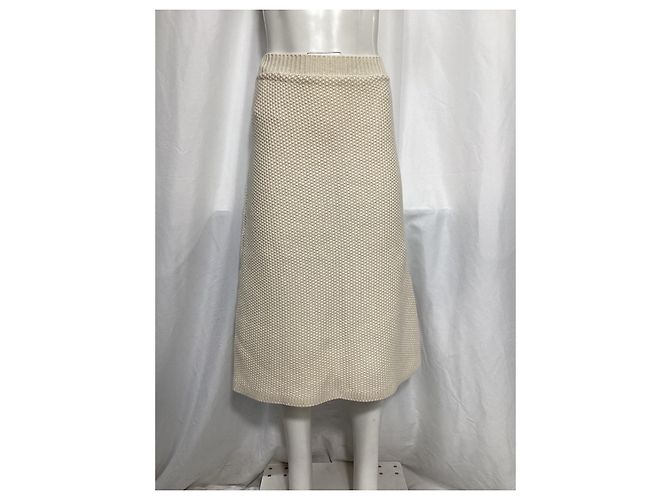 Falda Midi Chloé en Cachemira Reciclada Ecru Blanco Crudo - vista 6