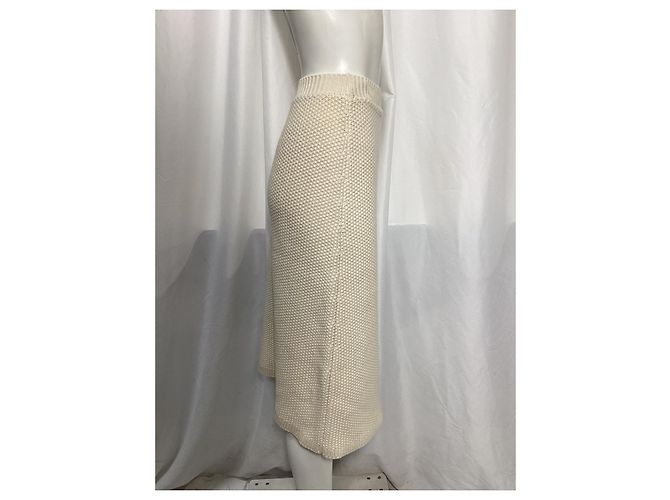 Falda Midi Chloé en Cachemira Reciclada Ecru Blanco Crudo - vista 7