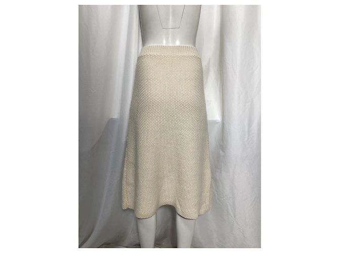 Falda Midi Chloé en Cachemira Reciclada Ecru Blanco Crudo - vista 8