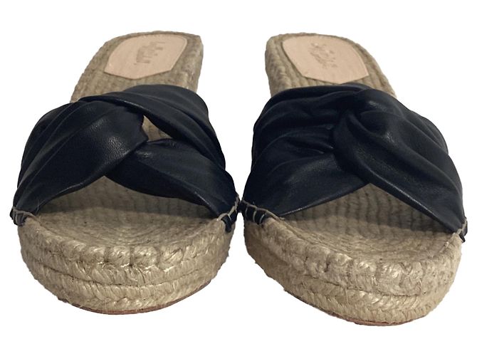 Sandali espadrille con zeppa Loeffler Randall in pelle nera - vista 2