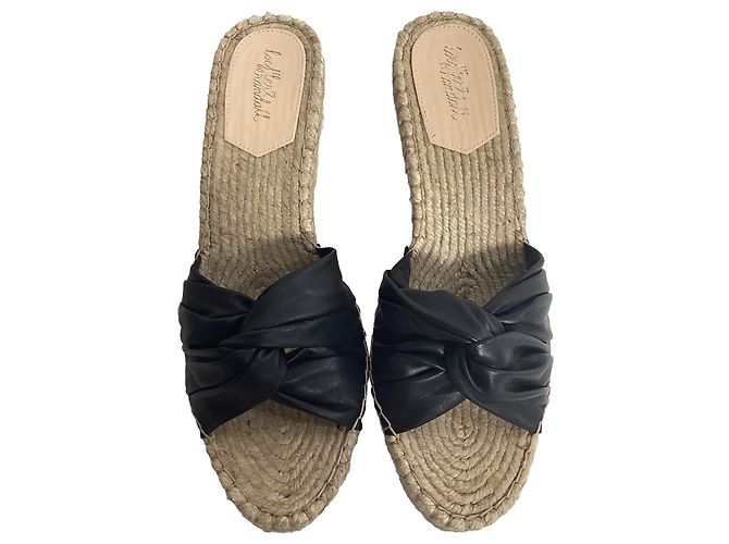 Sandali espadrille con zeppa Loeffler Randall in pelle nera - vista 3
