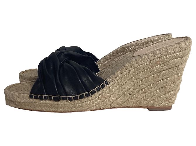 Sandali espadrille con zeppa Loeffler Randall in pelle nera - vista 4