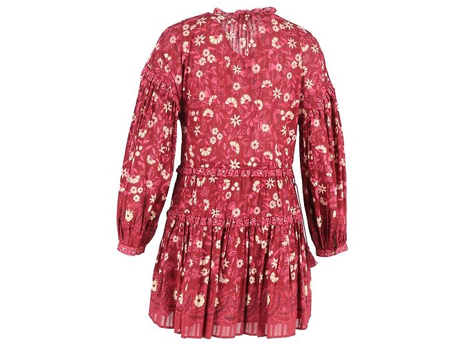 Abito Mini Stampato Floreale Marigold Ulla Johnson in Cotone Rosso - vista 3