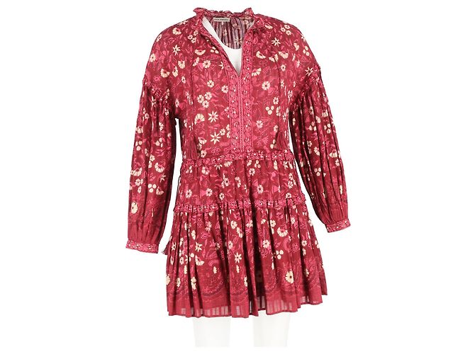 Abito Mini Stampato Floreale Marigold Ulla Johnson in Cotone Rosso - vista 4