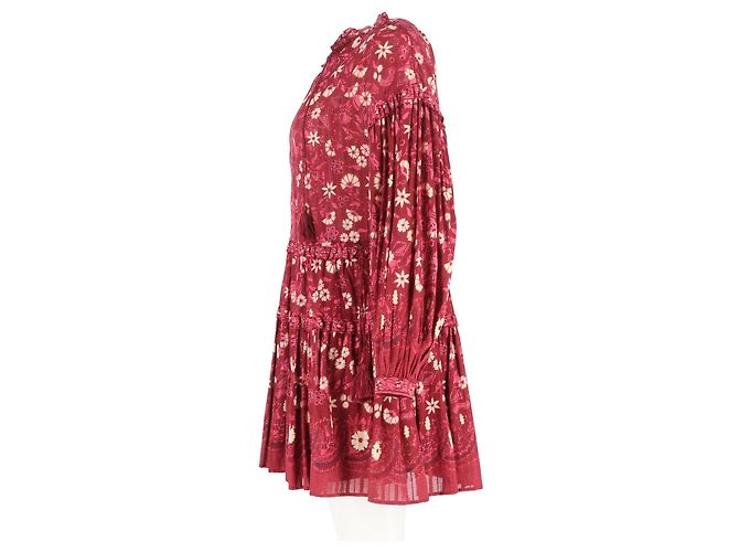 Abito Mini Stampato Floreale Marigold Ulla Johnson in Cotone Rosso - vista 5