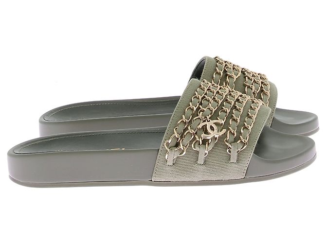 CHANEL Mules y zuecos T.EU 36 Goma Caqui - vista 2