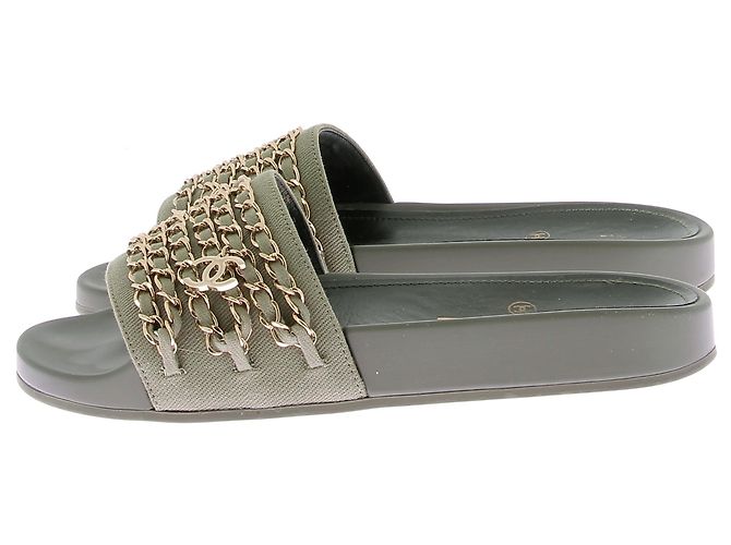 CHANEL Mules y zuecos T.EU 36 Goma Caqui - vista 3