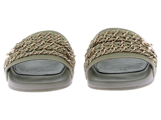 CHANEL Mules y zuecos T.EU 36 Goma Caqui - vista 4