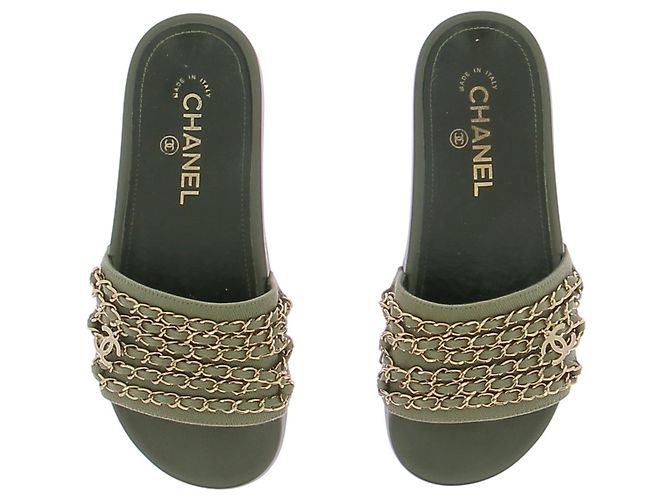 CHANEL Mules y zuecos T.EU 36 Goma Caqui - vista 6