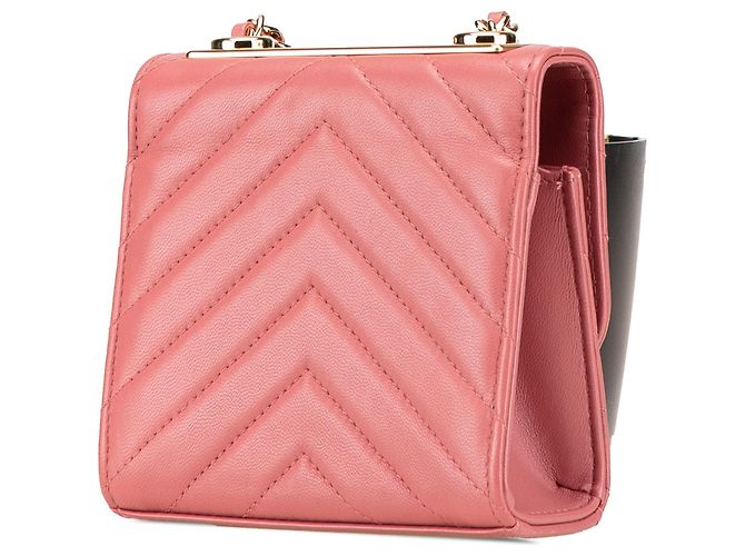 Cartera de Cadena Trendy CC Chanel Mini Chevron de Cuir de Cordero Rosa - vista 2